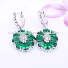 colorful hoop emerald green flower earrings